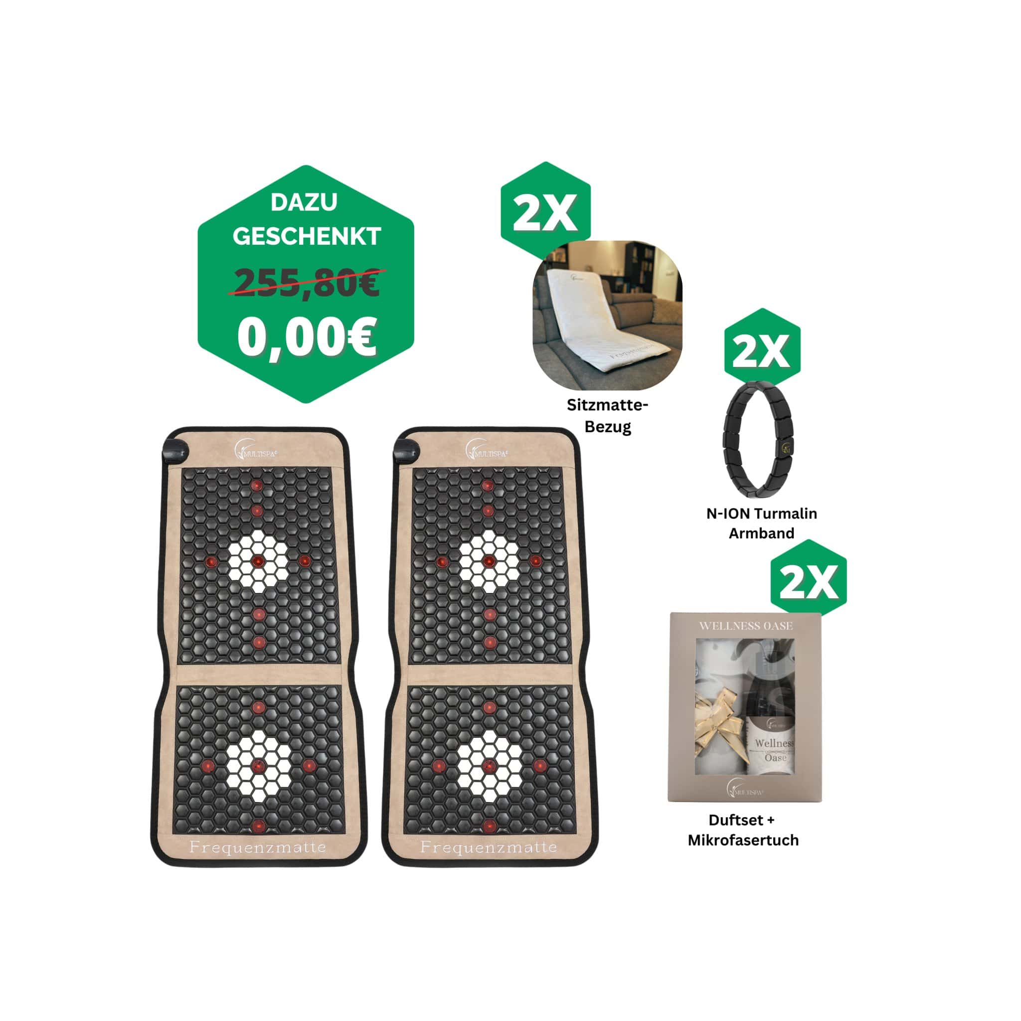 2er - Set MultiSpa® Sitzmatte Black VIP + Frequenzgurt gratis