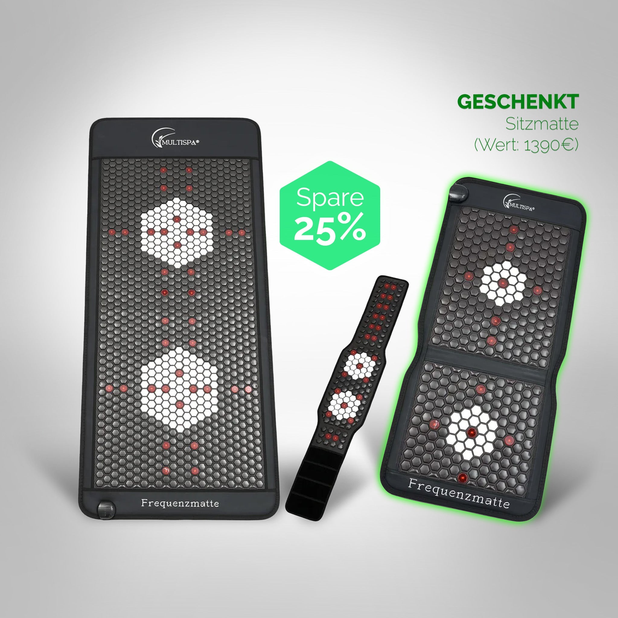 Multispa® Set Frequenzmatte & Gurt Black VIP + Sitzmatte gratis - MultiSpa®