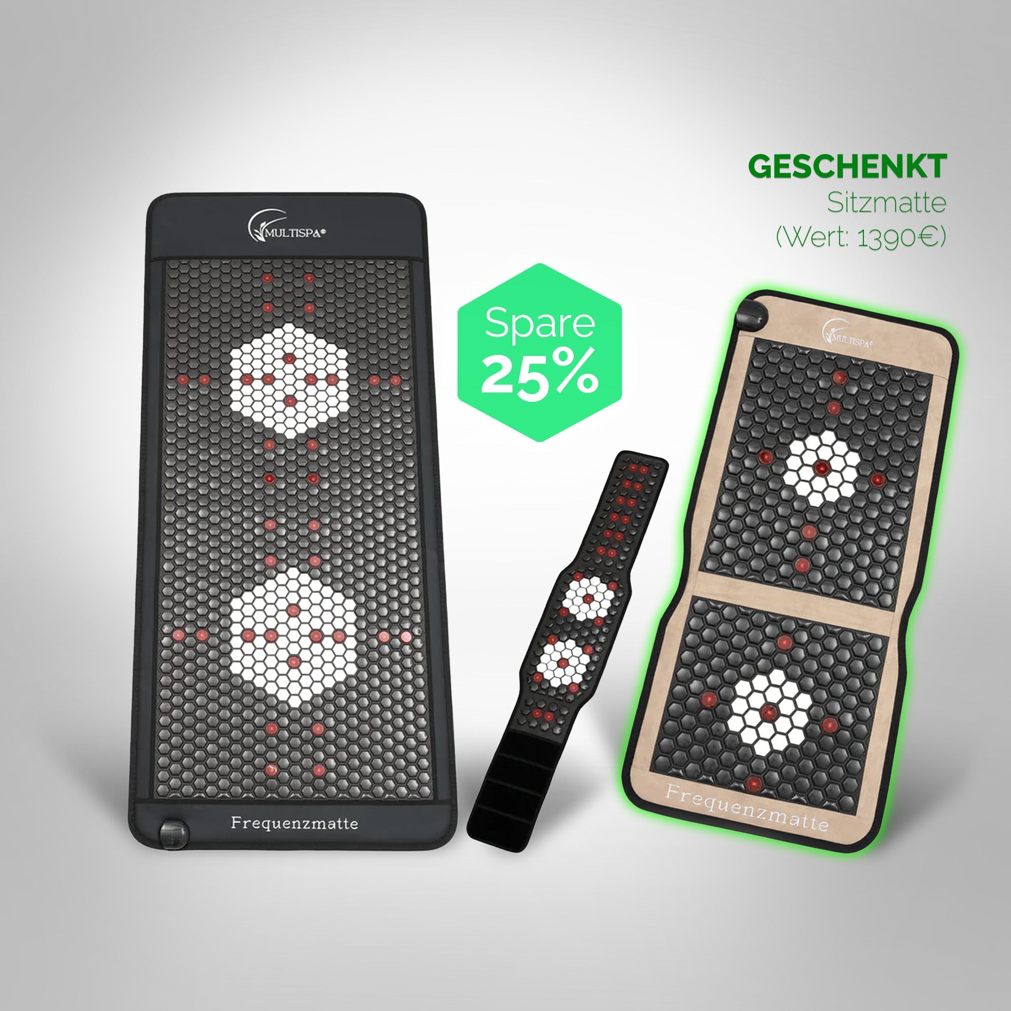 Multispa® Set Frequenzmatte & Gurt Black VIP + Sitzmatte gratis - MultiSpa®